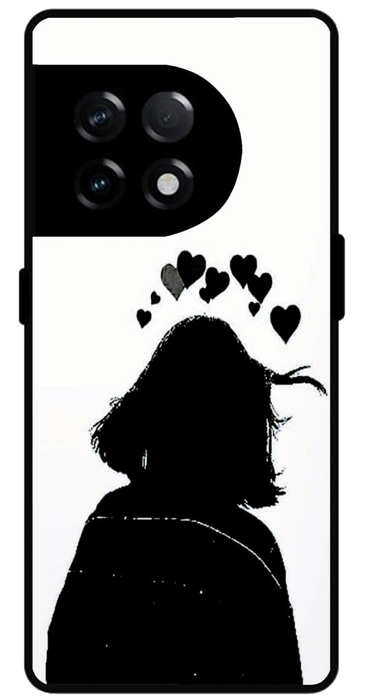 Girl Art Design Unbreakable Metal Back Case Mobile Cover with 4 Side Protection and Soft TPU Sides for OnePlus 11R