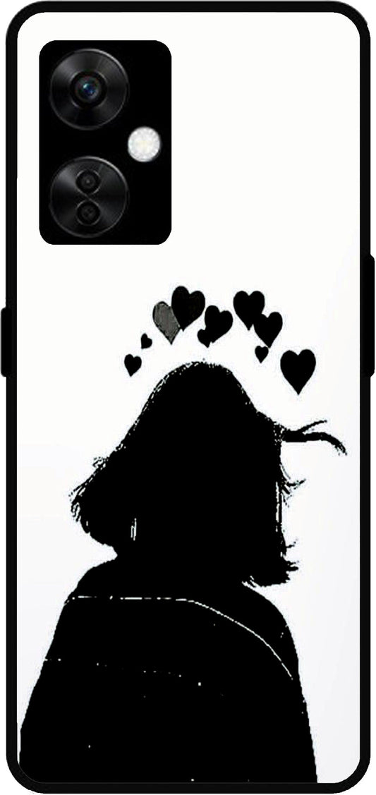 Girl Art Design Unbreakable Metal Back Case Mobile Cover with 4 Side Protection and Soft TPU Sides for OnePlus Nord CE3 Lite