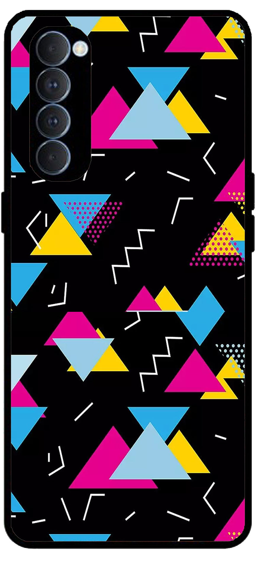 Printed Colourful Design Unbreakable Metal Back Case Mobile Cover with 4 Side Protection and Soft TPU Sides for RENO4 PRO