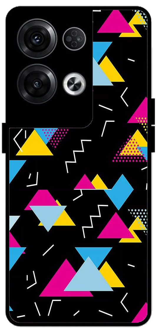 Printed Colourful Design Unbreakable Metal Back Case Mobile Cover with 4 Side Protection and Soft TPU Sides for Oppo Reno 8 Pro 5G 2D