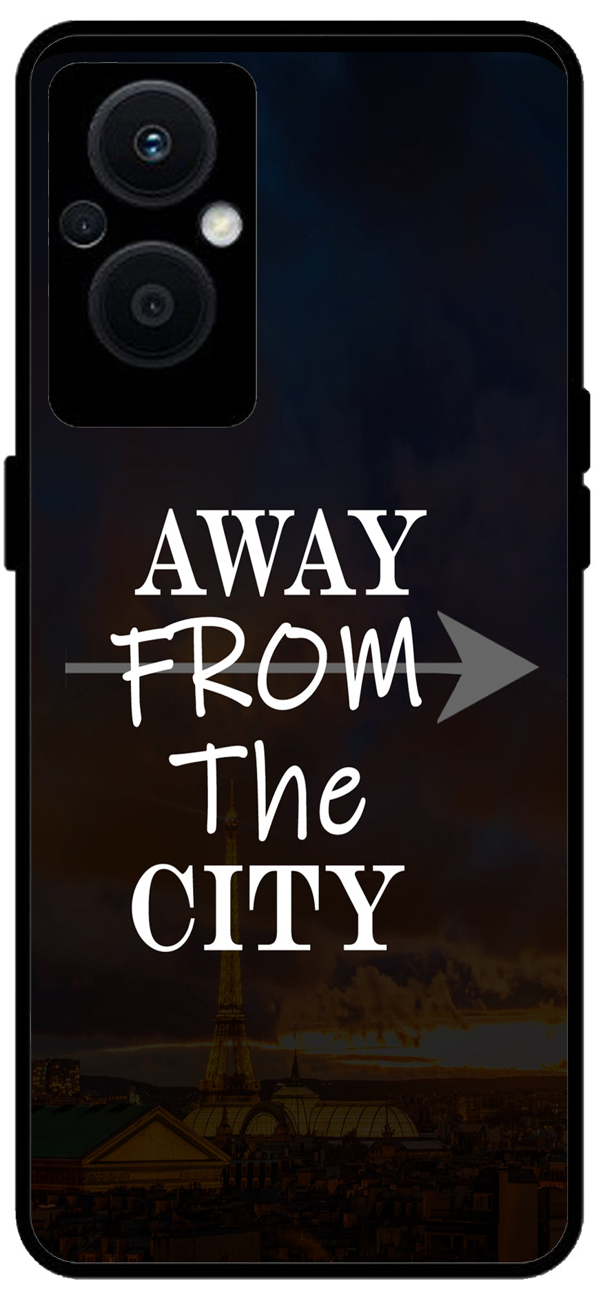 Away from The City Unbreakable Metal Back Case Mobile Cover with 4 Side Protection and Soft TPU Sides for OPPO F21 PRO 5G