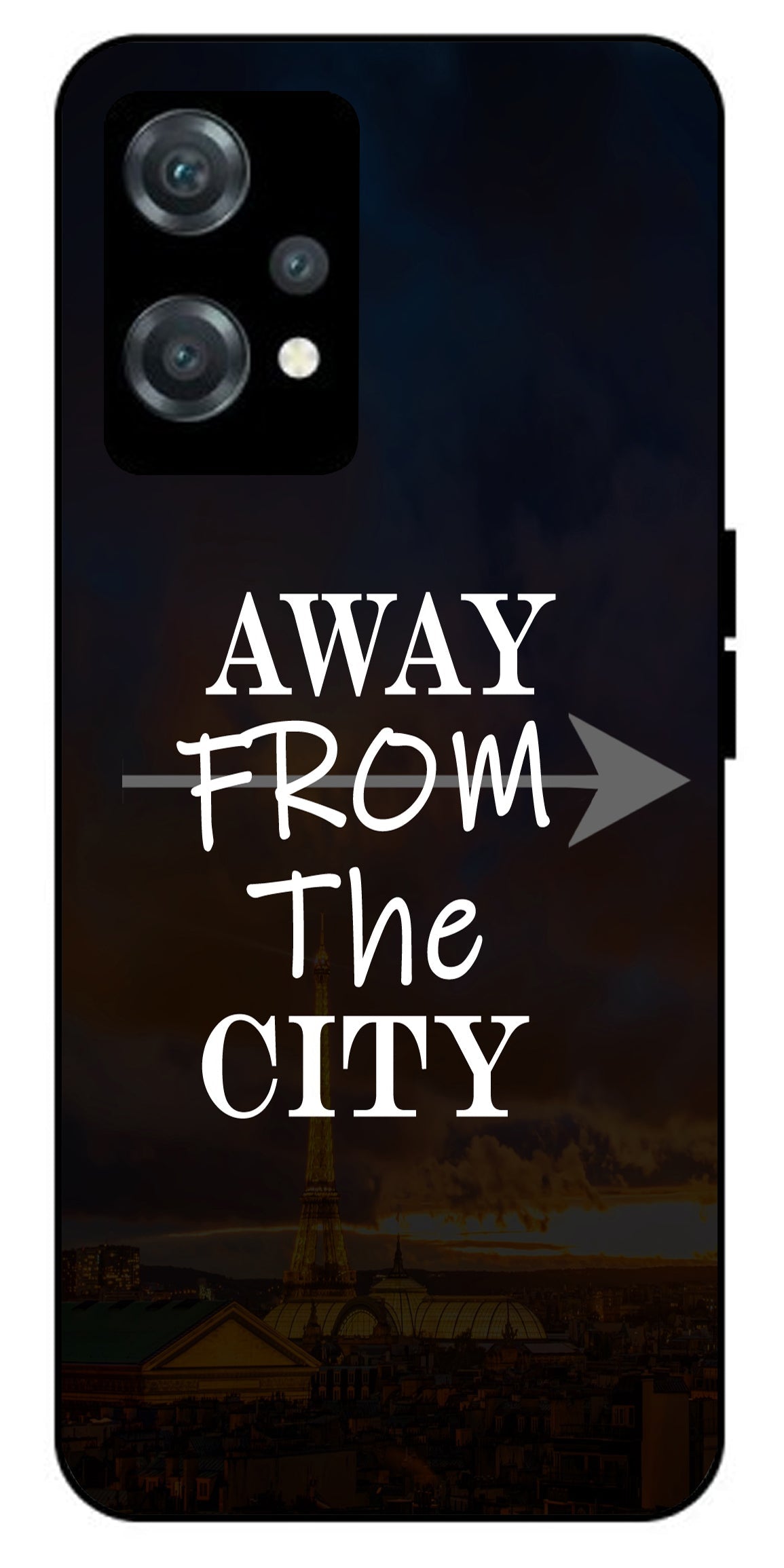 Away from The City Unbreakable Metal Back Case Mobile Cover with 4 Side Protection and Soft TPU Sides for oneplus nord ce 2 lite 5g