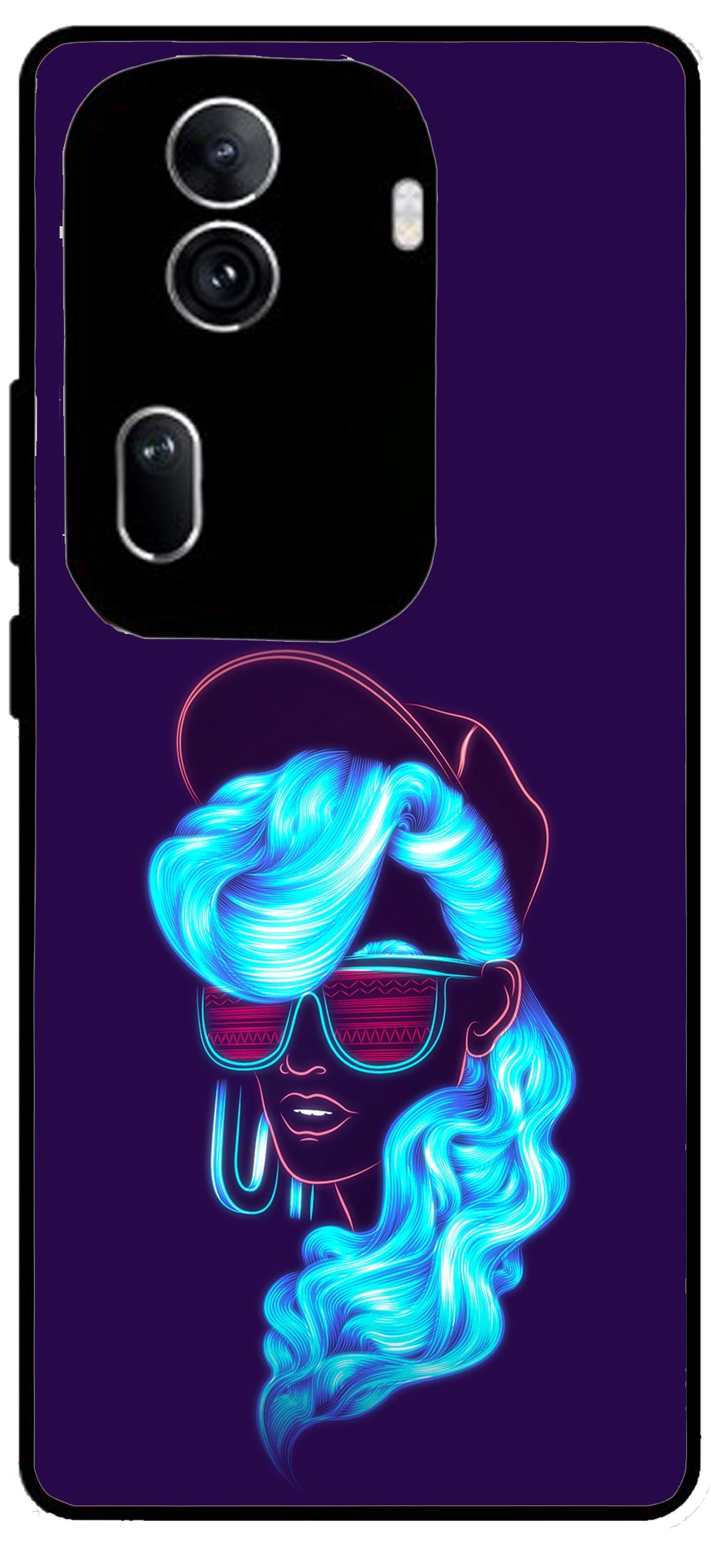 Cool Girl Colourful Design Unbreakable Metal Back Case Mobile Cover with 4 Side Protection and Soft TPU Sides for Oppo Reno 11 pro