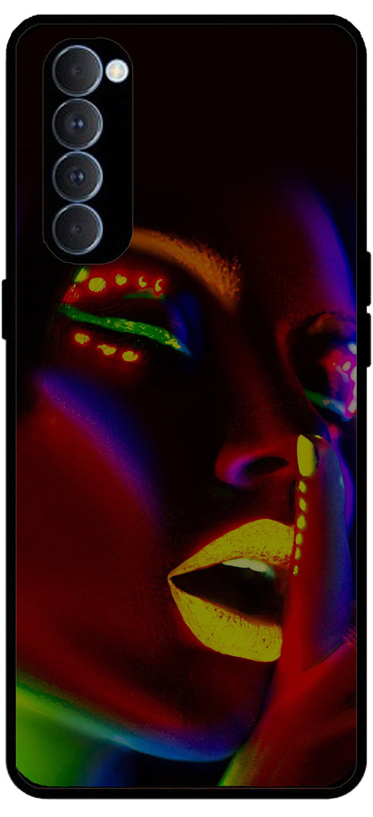 Gorgeous Girl Unbreakable Metal Back Case Mobile Cover with 4 Side Protection and Soft TPU Sides for Oppo Reno pro