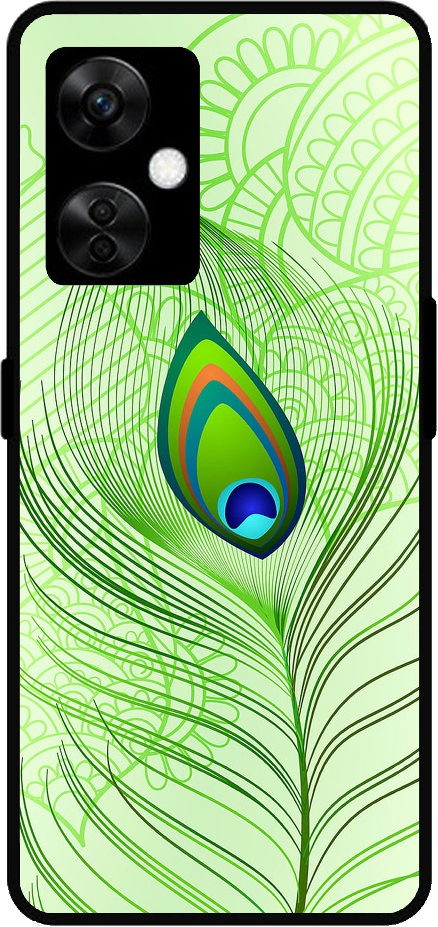 Krishna More Pankh Unbreakable Metal Back Case Mobile Cover with 4 Side Protection and Soft TPU Sides for OnePlus Nord CE3 Lite