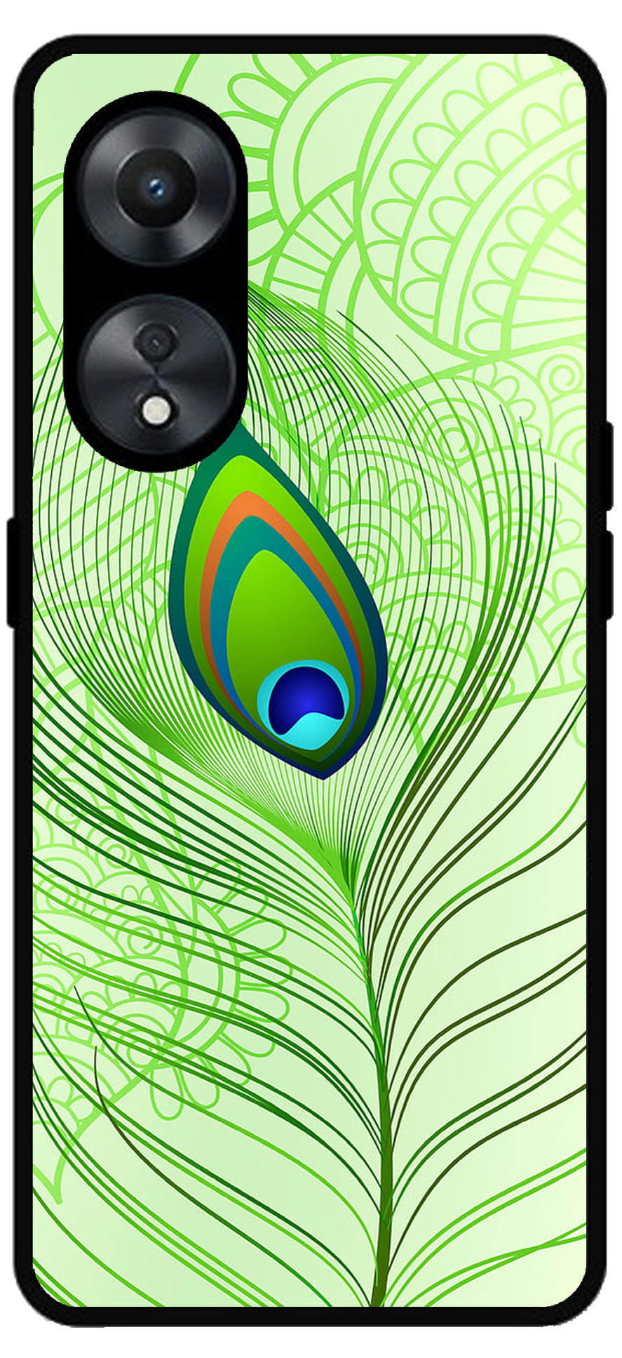 Krishna More Pankh Unbreakable Metal Back Case Mobile Cover with 4 Side Protection and Soft TPU Sides for Oppo a78 5g