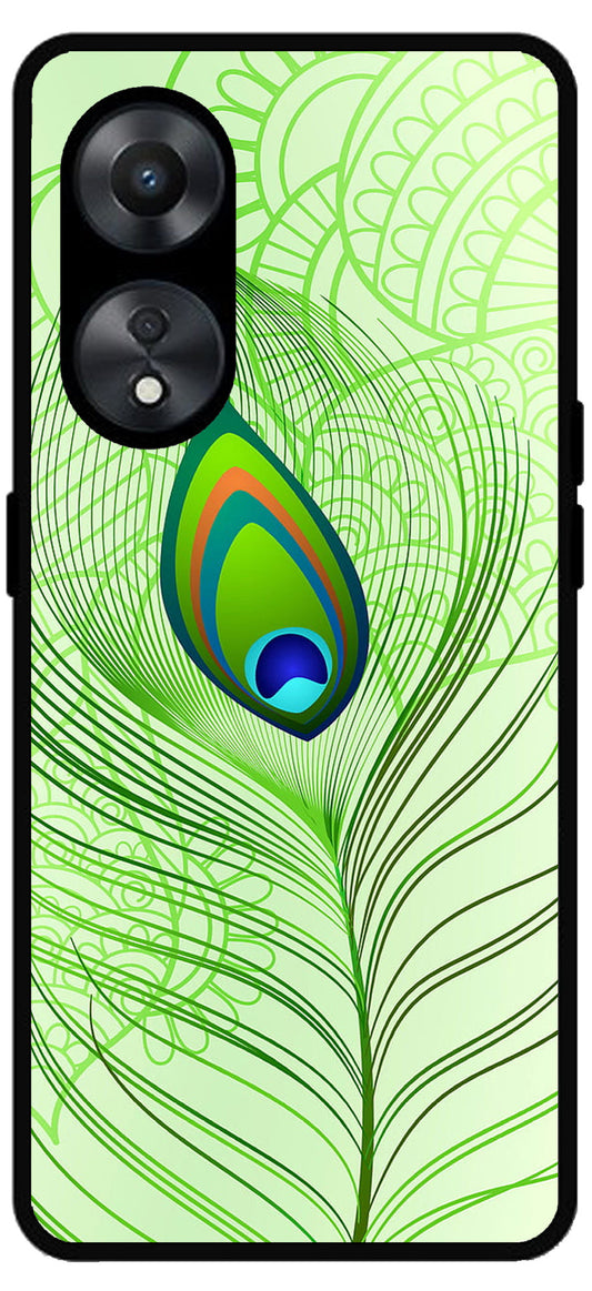 Krishna More Pankh Unbreakable Metal Back Case Mobile Cover with 4 Side Protection and Soft TPU Sides for Oppo a78 5g