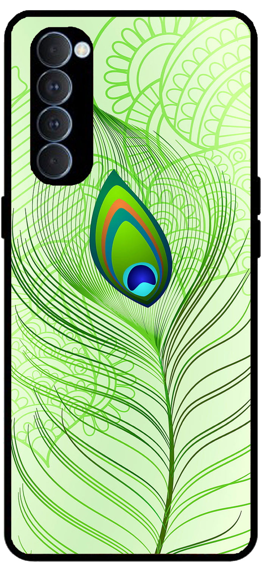 Krishna More Pankh Unbreakable Metal Back Case Mobile Cover with 4 Side Protection and Soft TPU Sides for RENO4 PRO