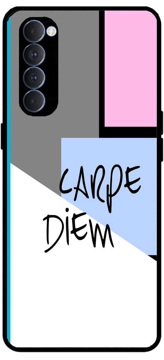 Carpe Diem Unbreakable Metal Back Case Mobile Cover with 4 Side Protection and Soft TPU Sides for Oppo Reno pro