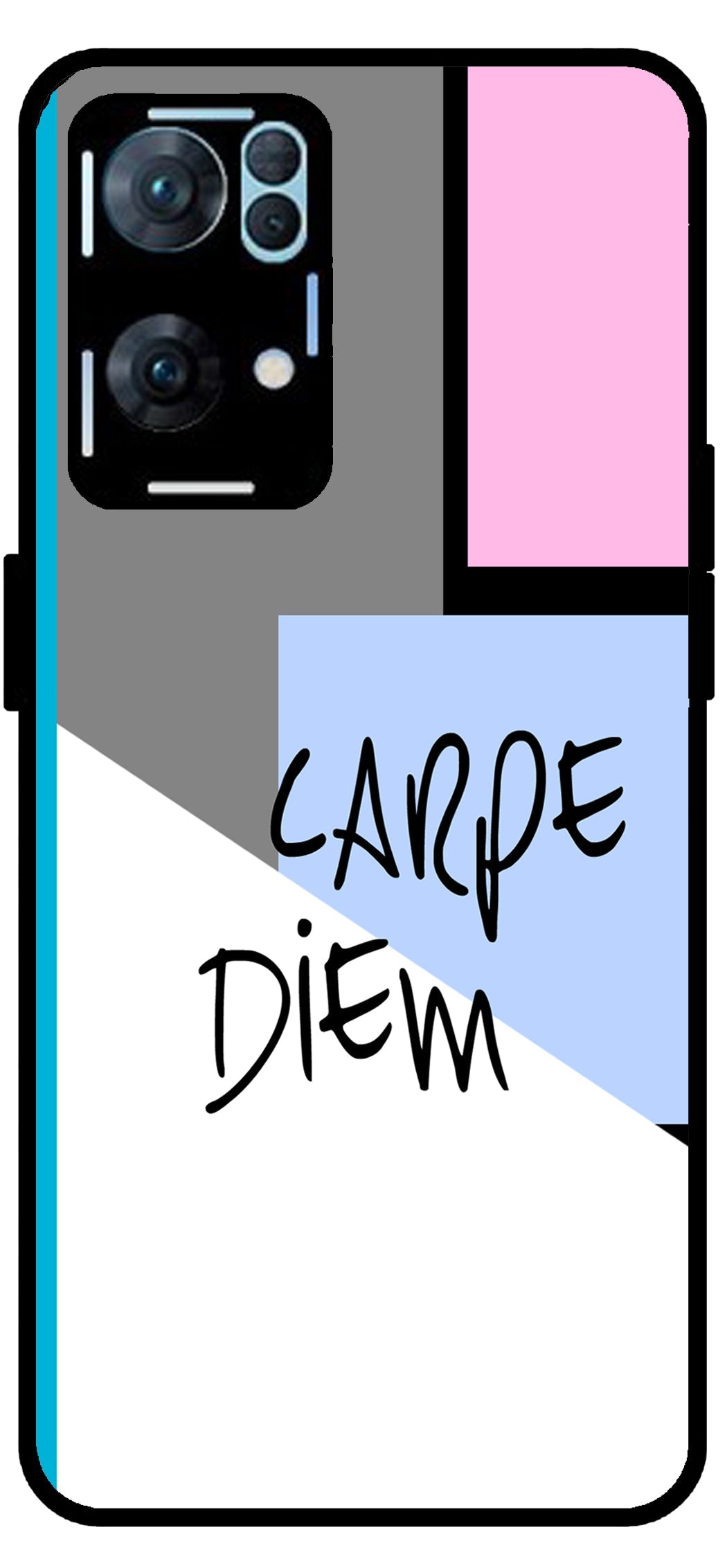 Carpe Diem Unbreakable Metal Back Case Mobile Cover with 4 Side Protection and Soft TPU Sides for Oppo Reno 7 Pro 5G