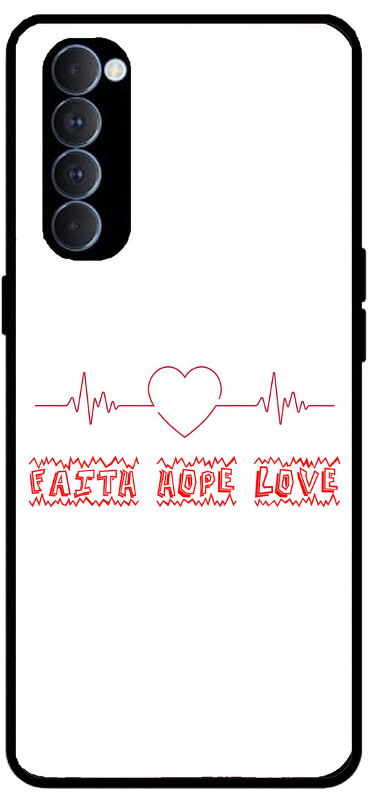 Faith Hope Love Unbreakable Metal Back Case Mobile Cover with 4 Side Protection and Soft TPU Sides for Oppo Reno pro