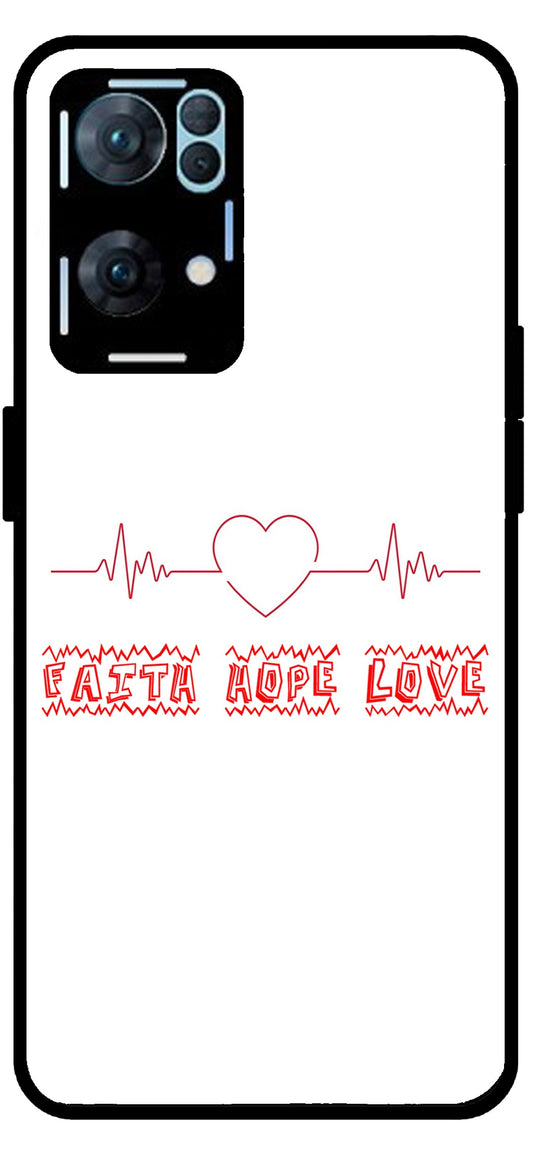 Faith Hope Love Unbreakable Metal Back Case Mobile Cover with 4 Side Protection and Soft TPU Sides for Oppo Reno 7 Pro 5G