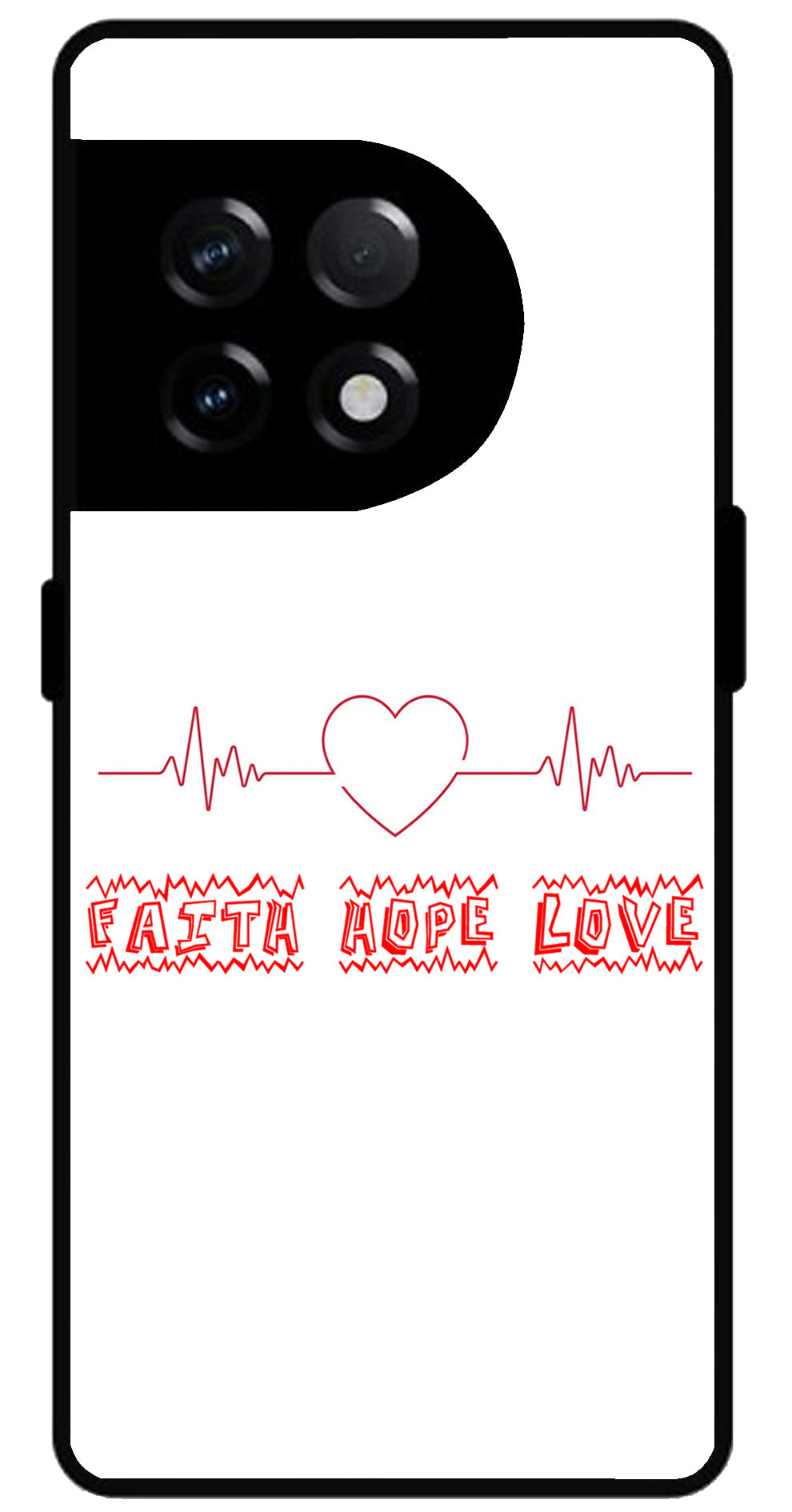 Faith Hope Love Unbreakable Metal Back Case Mobile Cover with 4 Side Protection and Soft TPU Sides for OnePlus 11R