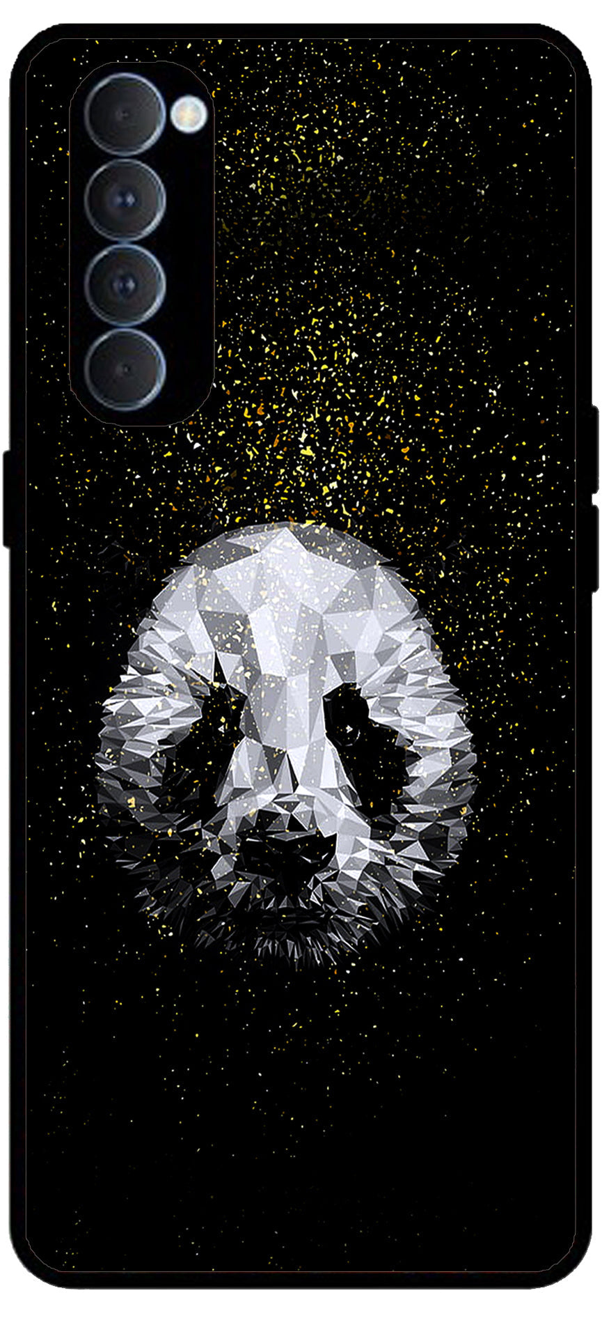 Panda White Unbreakable Metal Back Case Mobile Cover with 4 Side Protection and Soft TPU Sides for Oppo Reno pro