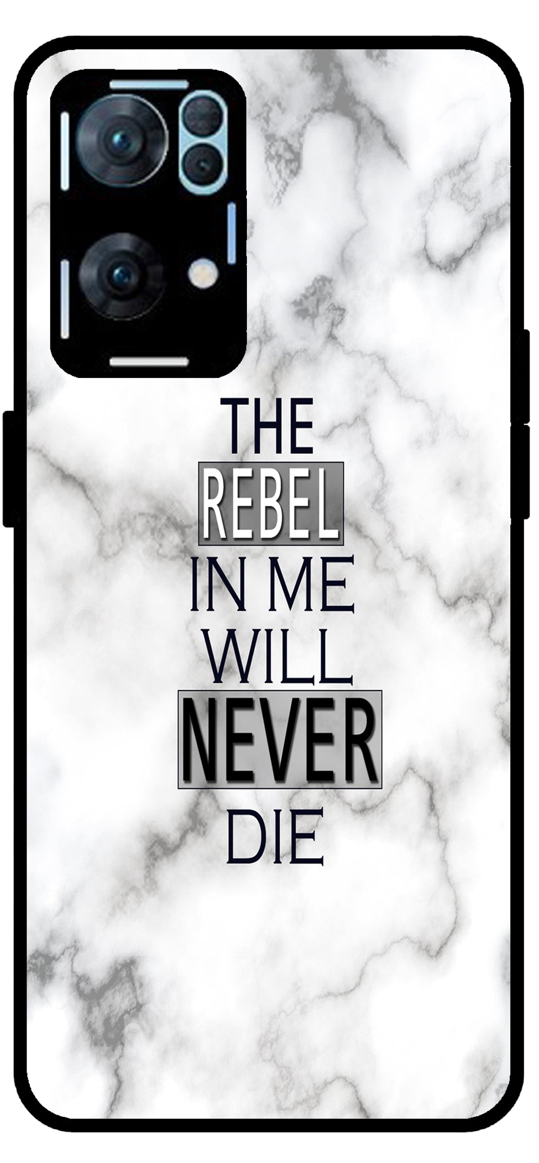 Never Die Printed Unbreakable Metal Back Case Mobile Cover with 4 Side Protection and Soft TPU Sides for Oppo Reno 7 Pro 5G