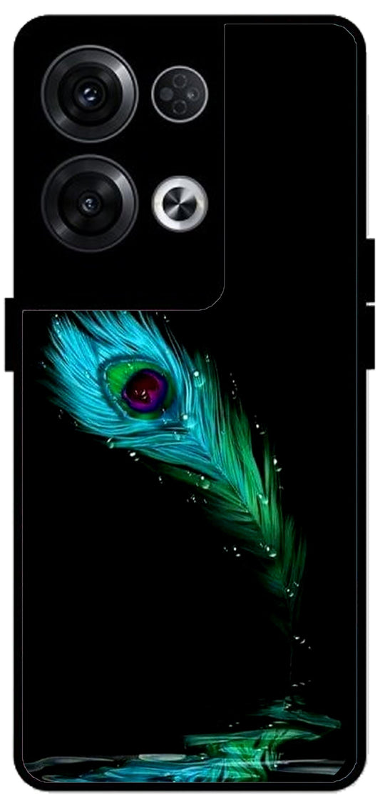 Peacock Art Unbreakable Metal Back Case Mobile Cover with 4 Side Protection and Soft TPU Sides for Oppo Reno 8 Pro 5G 2D