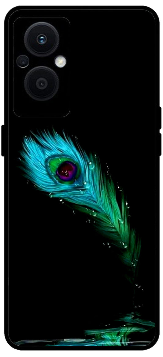 Peacock Art Unbreakable Metal Back Case Mobile Cover with 4 Side Protection and Soft TPU Sides for OPPO F21 PRO 5G