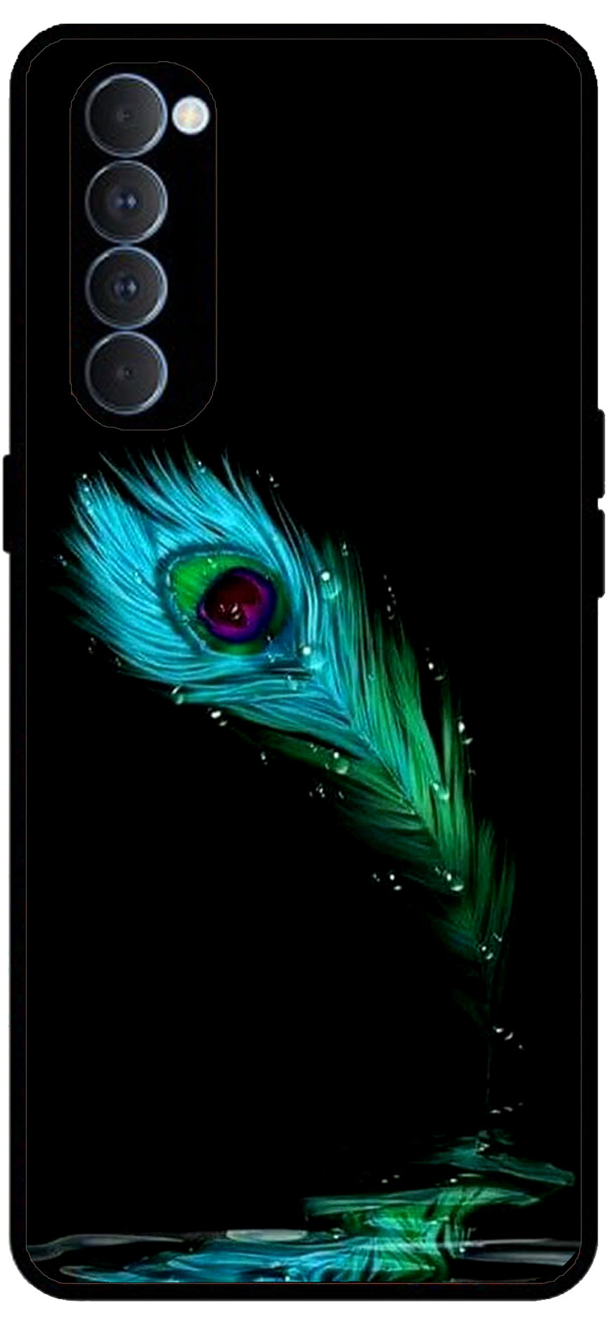 Peacock Art Unbreakable Metal Back Case Mobile Cover with 4 Side Protection and Soft TPU Sides for RENO4 PRO