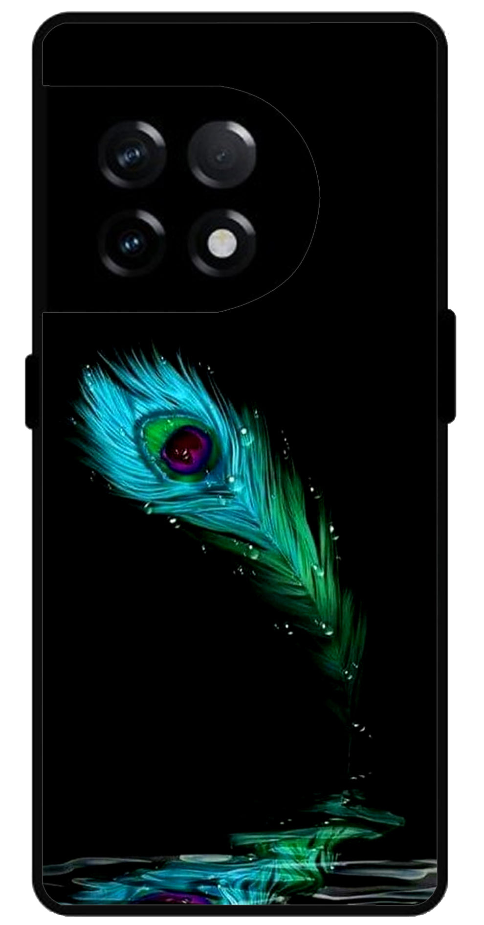 Peacock Art Unbreakable Metal Back Case Mobile Cover with 4 Side Protection and Soft TPU Sides for OnePlus 11R