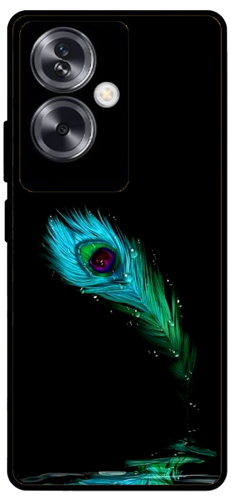 Peacock Art Unbreakable Metal Back Case Mobile Cover with 4 Side Protection and Soft TPU Sides for Oppo A79 NEW