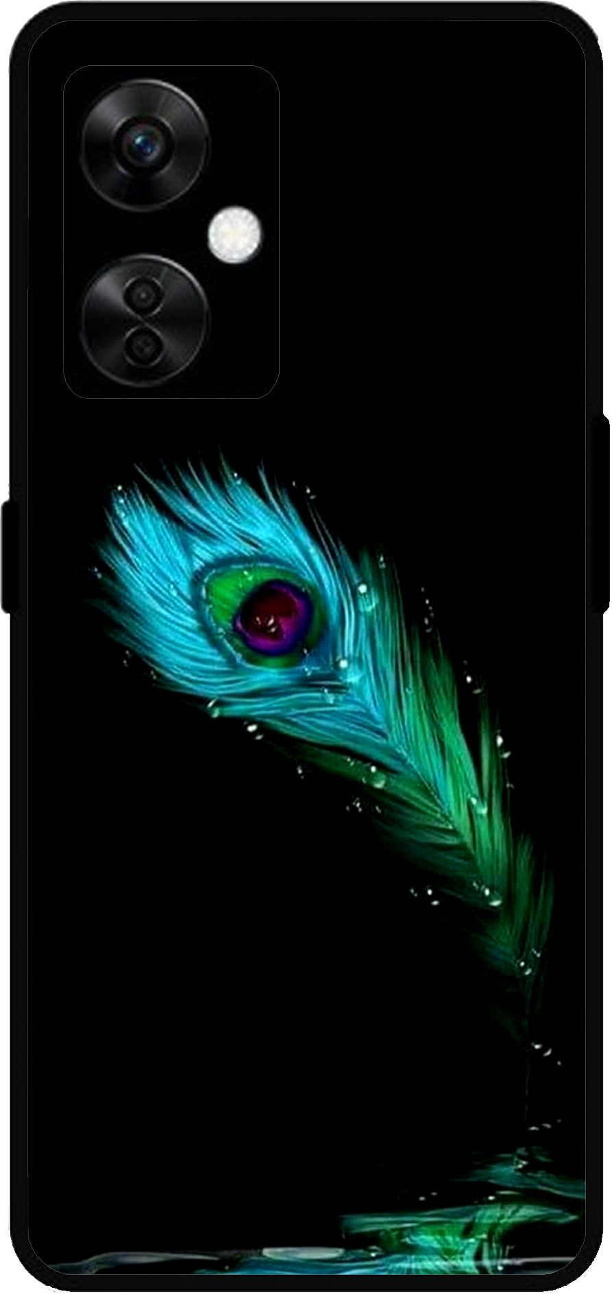 Peacock Art Unbreakable Metal Back Case Mobile Cover with 4 Side Protection and Soft TPU Sides for OnePlus Nord CE3 Lite