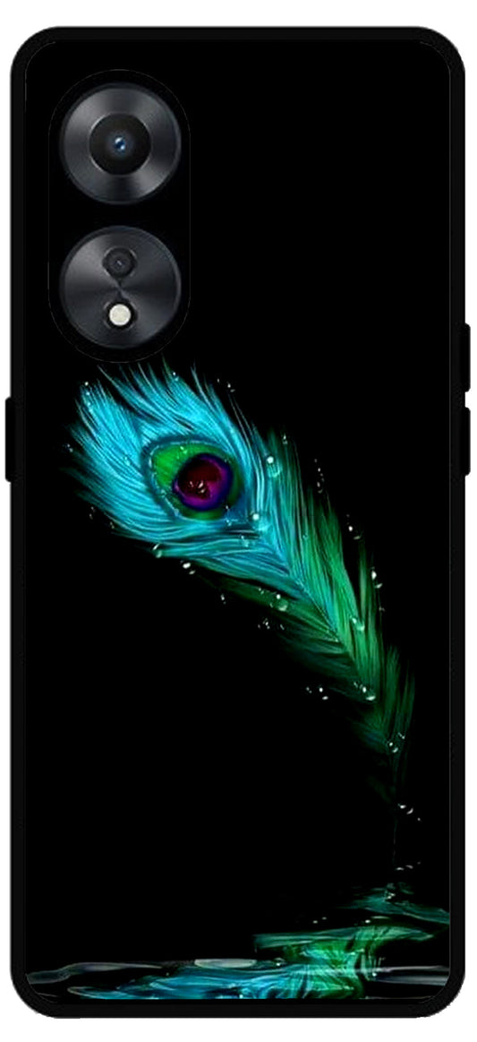 Peacock Art Unbreakable Metal Back Case Mobile Cover with 4 Side Protection and Soft TPU Sides for Oppo a78 5g