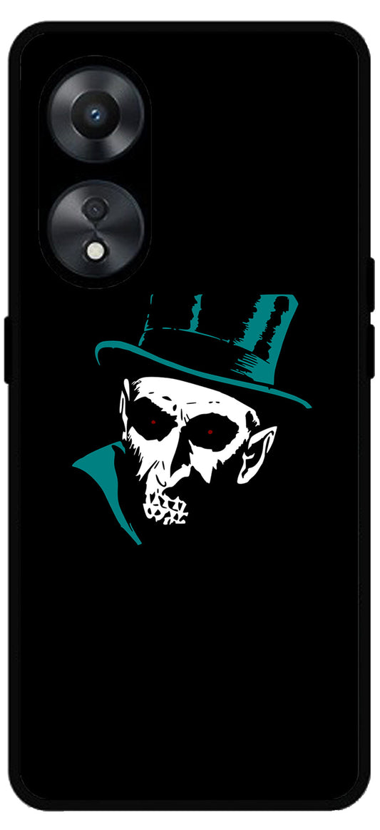 Ghost Black Unbreakable Metal Back Case Mobile Cover with 4 Side Protection and Soft TPU Sides for Oppo a78 5g