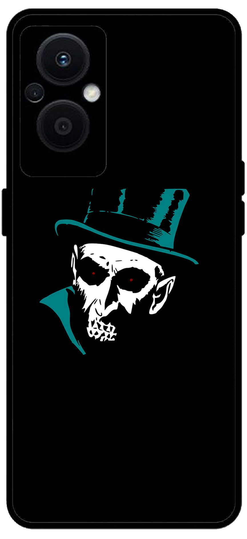 Ghost Black Unbreakable Metal Back Case Mobile Cover with 4 Side Protection and Soft TPU Sides for OPPO F21 PRO 5G