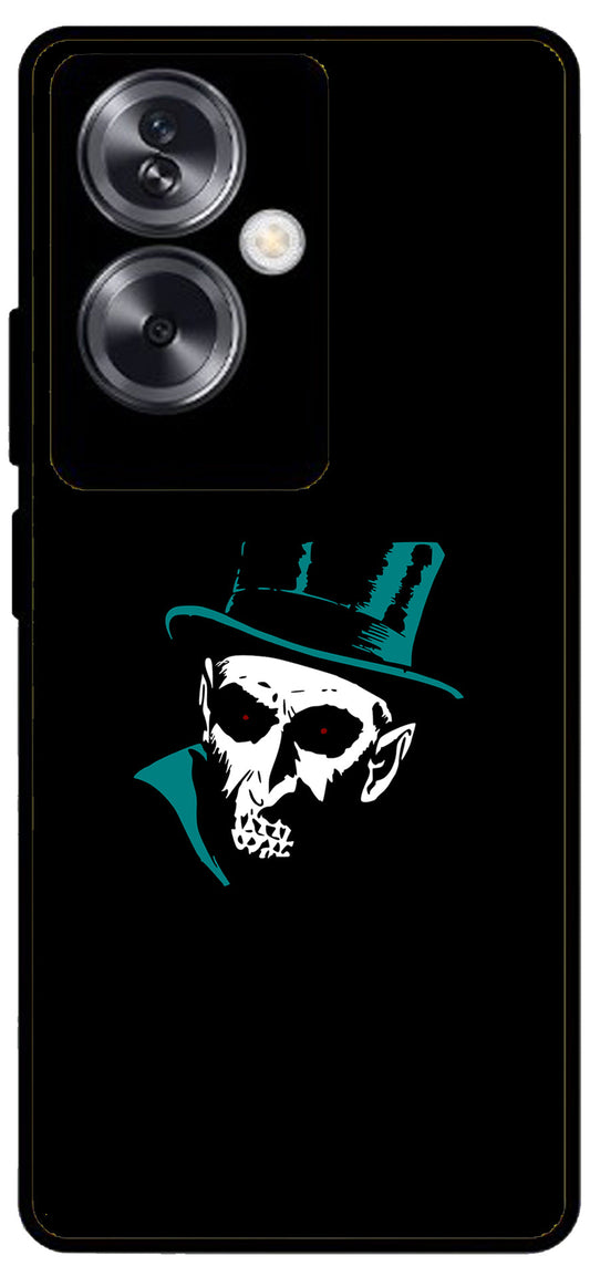 Ghost Black Unbreakable Metal Back Case Mobile Cover with 4 Side Protection and Soft TPU Sides for Oppo A79 NEW