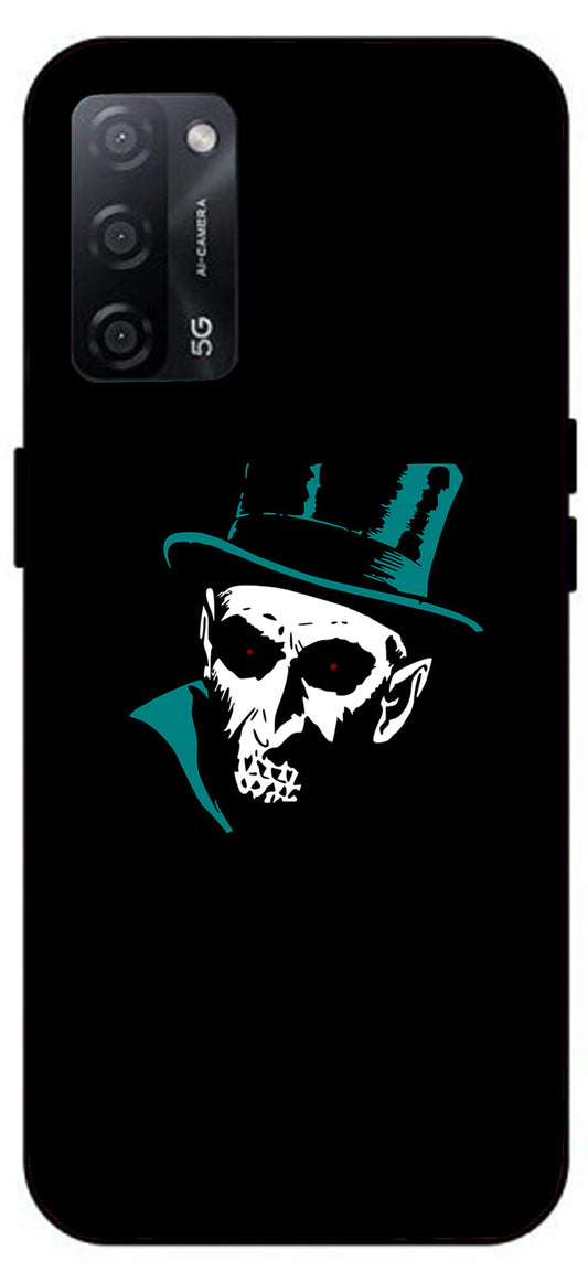 Ghost Black Unbreakable Metal Back Case Mobile Cover with 4 Side Protection and Soft TPU Sides for Oppo A53s 5G