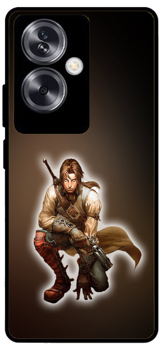 Fighter Printed Unbreakable Metal Back Case Mobile Cover with 4 Side Protection and Soft TPU Sides for Oppo A79 NEW