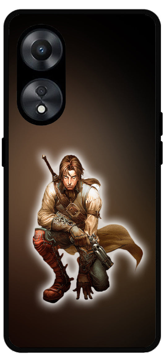 Fighter Printed Unbreakable Metal Back Case Mobile Cover with 4 Side Protection and Soft TPU Sides for Oppo a78 5g