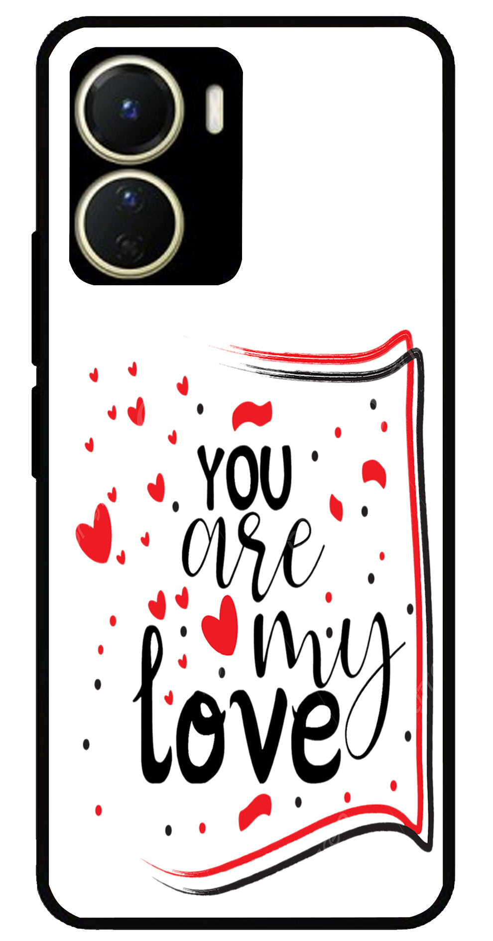 You are My Love Unbreakable Metal Back Case Mobile Cover with 4 Side Protection and Soft TPU Sides for Vivo Y16