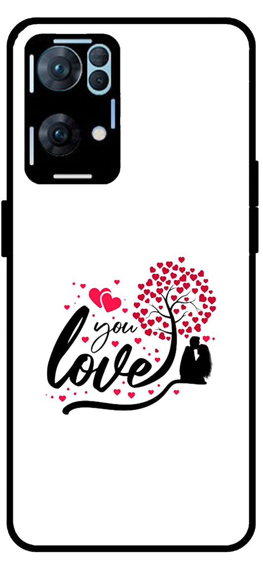 Love You Unbreakable Metal Back Case Mobile Cover with 4 Side Protection and Soft TPU Sides for Oppo Reno 7 Pro 5G