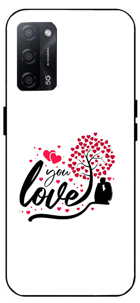 Love You Unbreakable Metal Back Case Mobile Cover with 4 Side Protection and Soft TPU Sides for Oppo A53s 5G