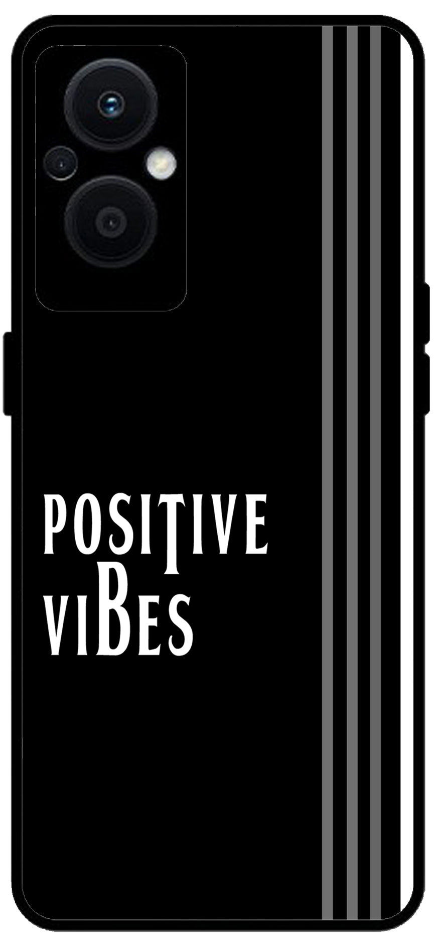 Positive Vibes Unbreakable Metal Back Case Mobile Cover with 4 Side Protection and Soft TPU Sides for OPPO F21 PRO 5G