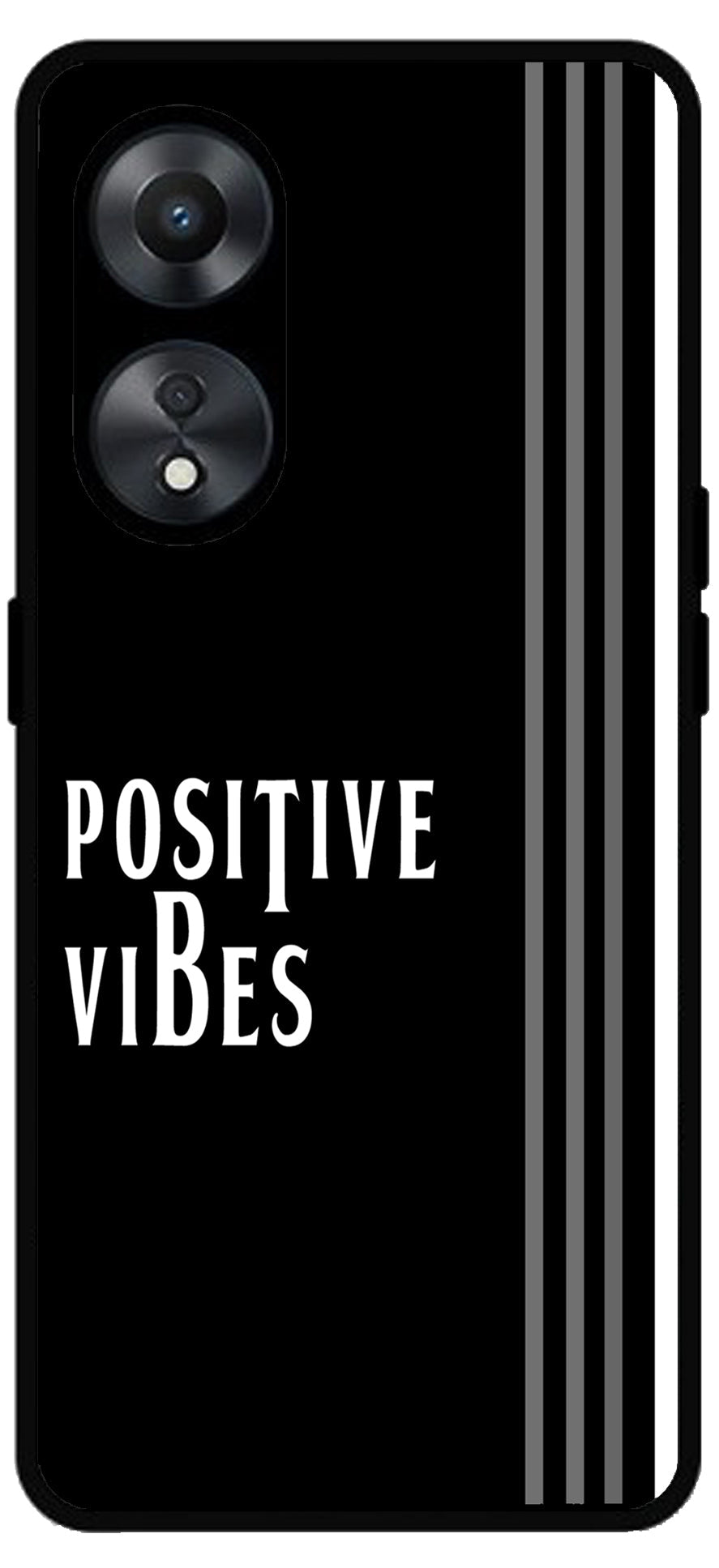 Positive Vibes Unbreakable Metal Back Case Mobile Cover with 4 Side Protection and Soft TPU Sides for Oppo a78 5g