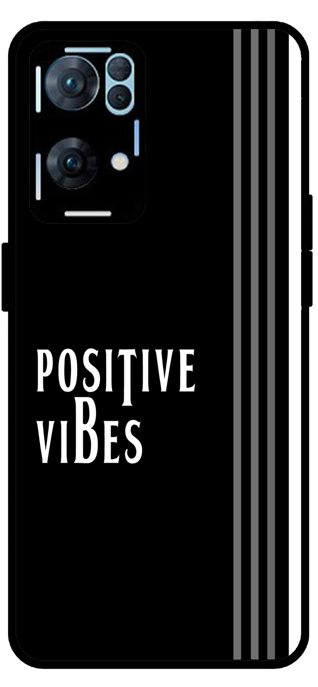 Positive Vibes Unbreakable Metal Back Case Mobile Cover with 4 Side Protection and Soft TPU Sides for Oppo Reno 7 Pro 5G