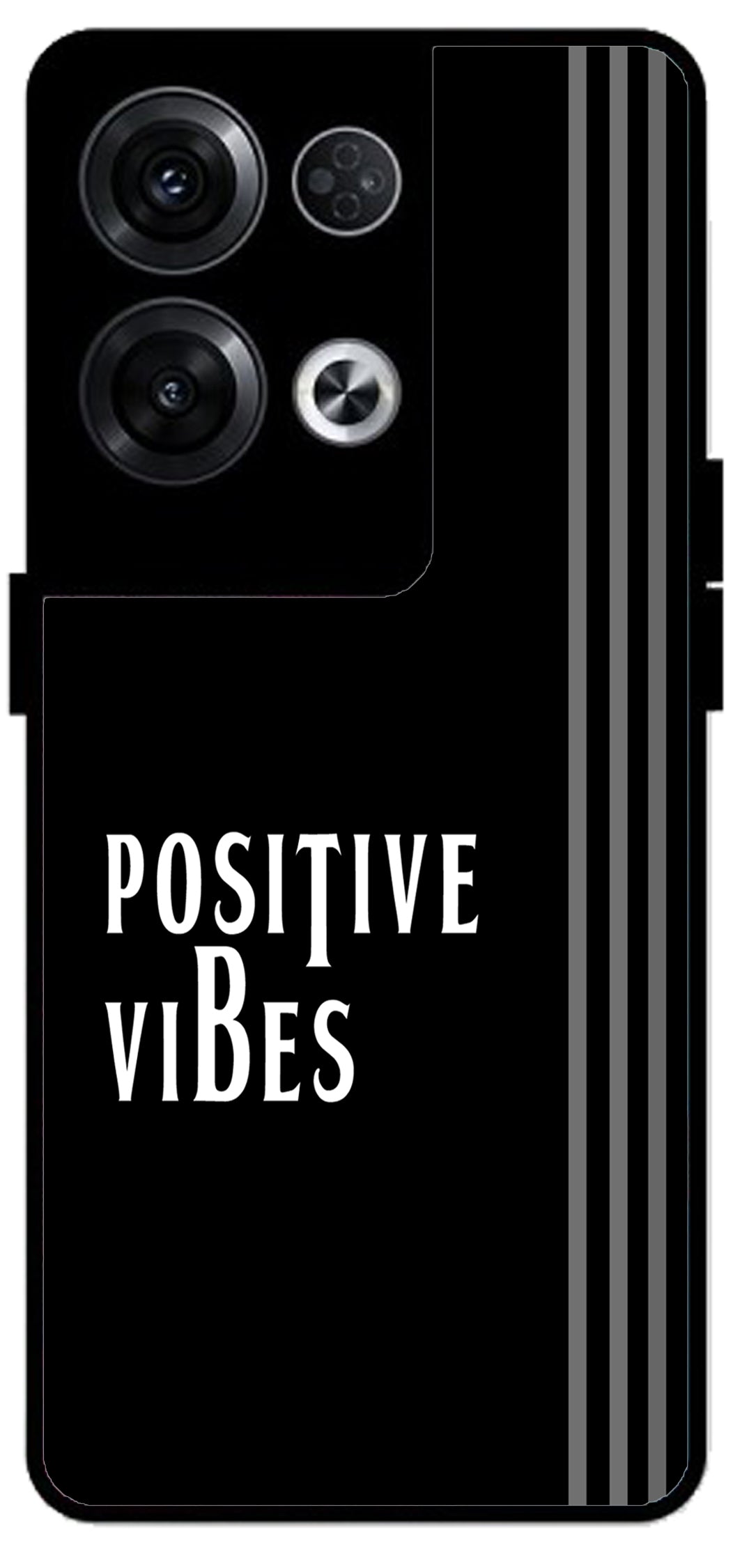 Positive Vibes Unbreakable Metal Back Case Mobile Cover with 4 Side Protection and Soft TPU Sides for Oppo Reno 8 Pro 5G 2D