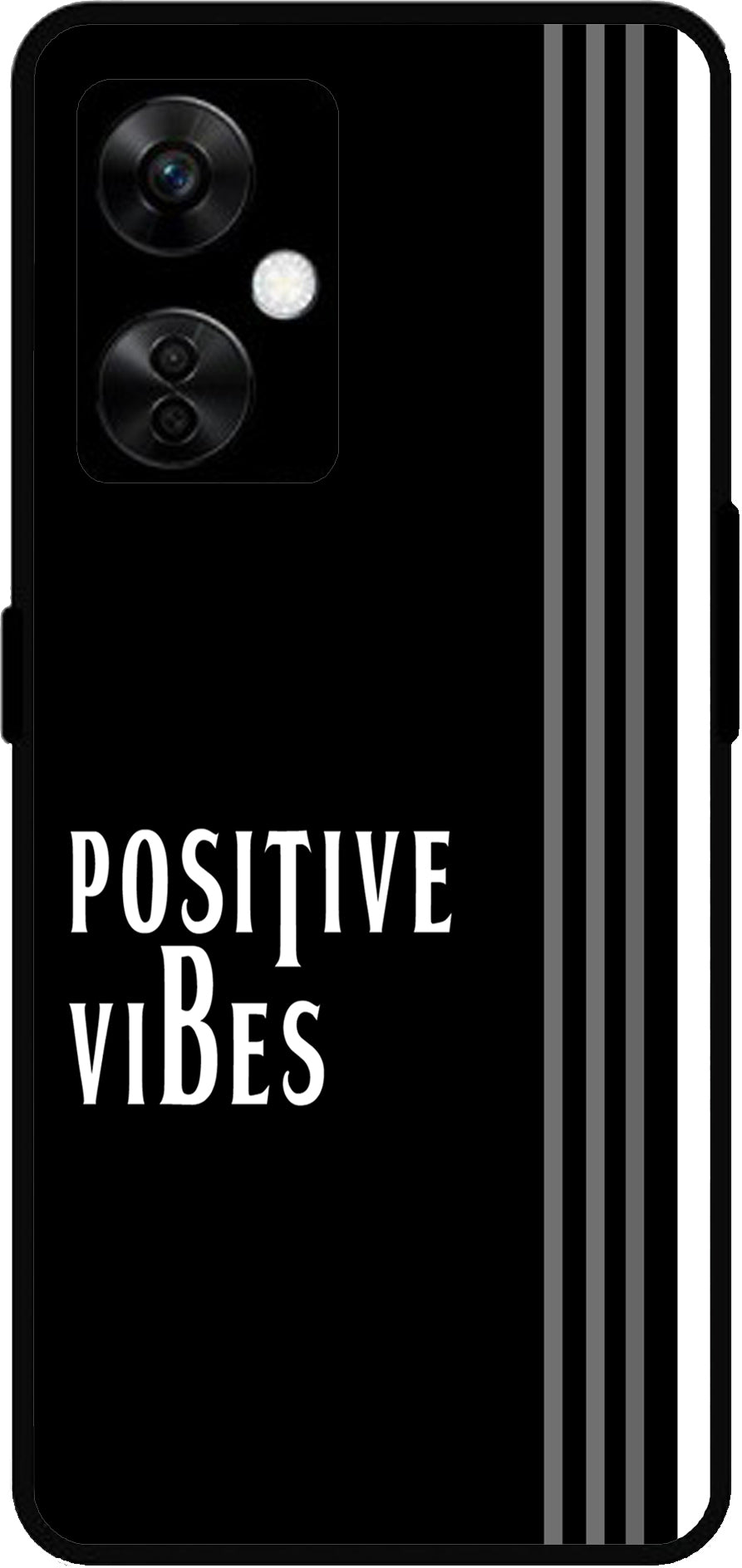 Positive Vibes Unbreakable Metal Back Case Mobile Cover with 4 Side Protection and Soft TPU Sides for OnePlus Nord CE3 Lite