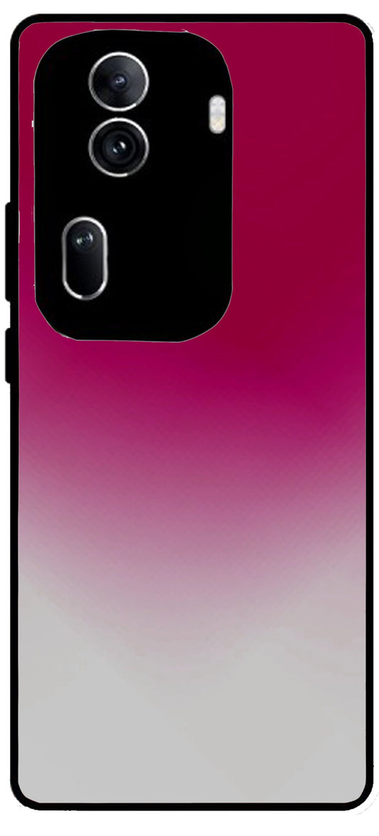 Plain Pink Unbreakable Metal Back Case Mobile Cover with 4 Side Protection and Soft TPU Sides for Oppo Reno 11 pro