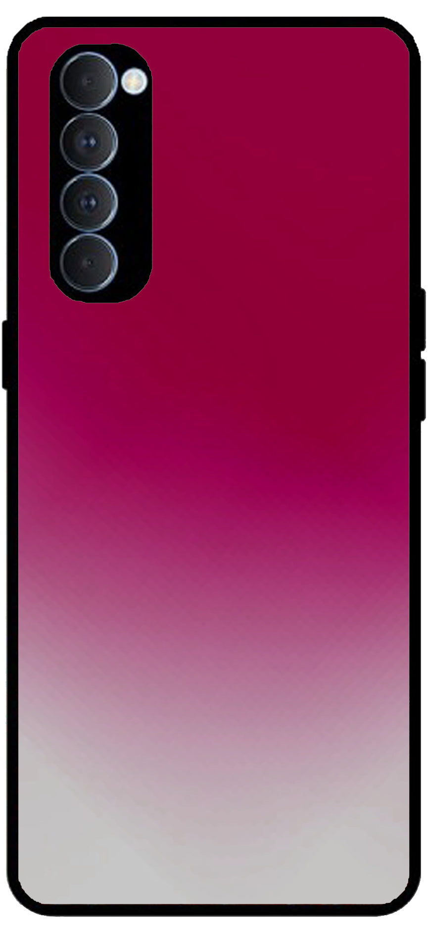 Plain Pink Unbreakable Metal Back Case Mobile Cover with 4 Side Protection and Soft TPU Sides for Oppo Reno pro