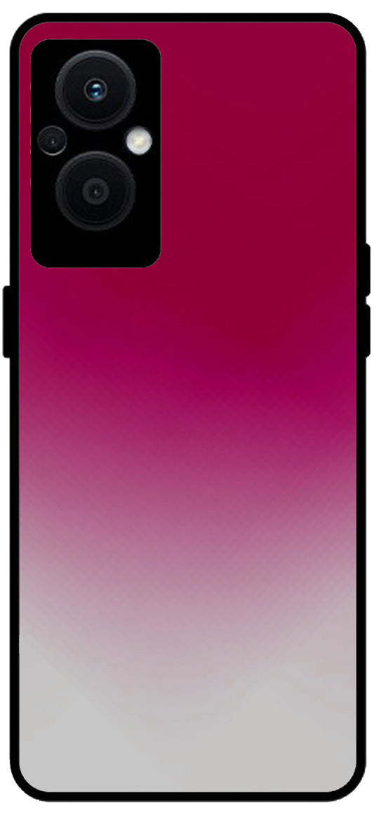 Plain Pink Unbreakable Metal Back Case Mobile Cover with 4 Side Protection and Soft TPU Sides for OPPO F21 PRO 5G