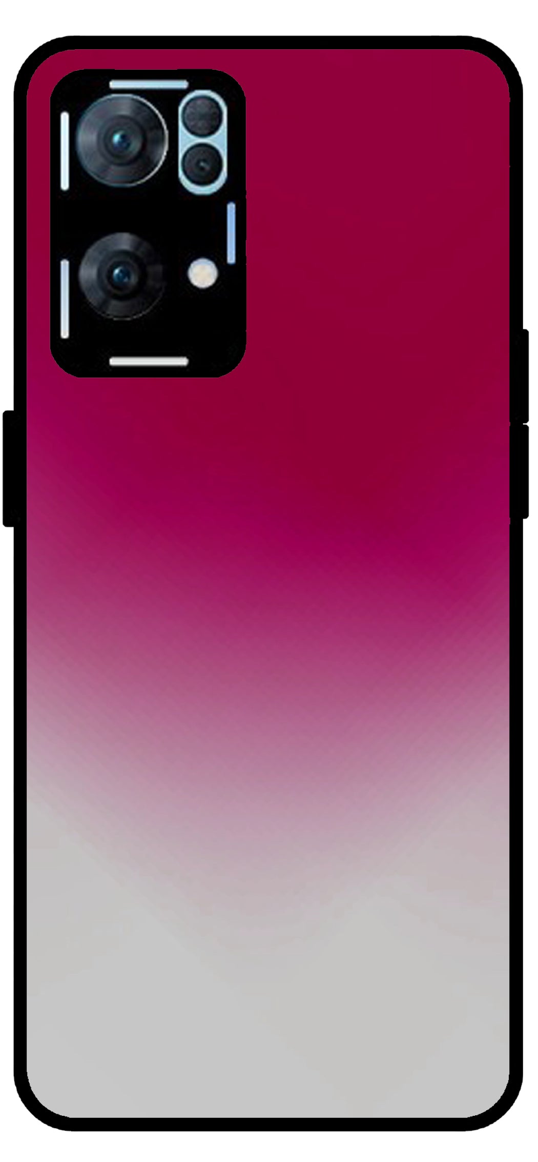 Plain Pink Unbreakable Metal Back Case Mobile Cover with 4 Side Protection and Soft TPU Sides for Oppo Reno 7 Pro 5G