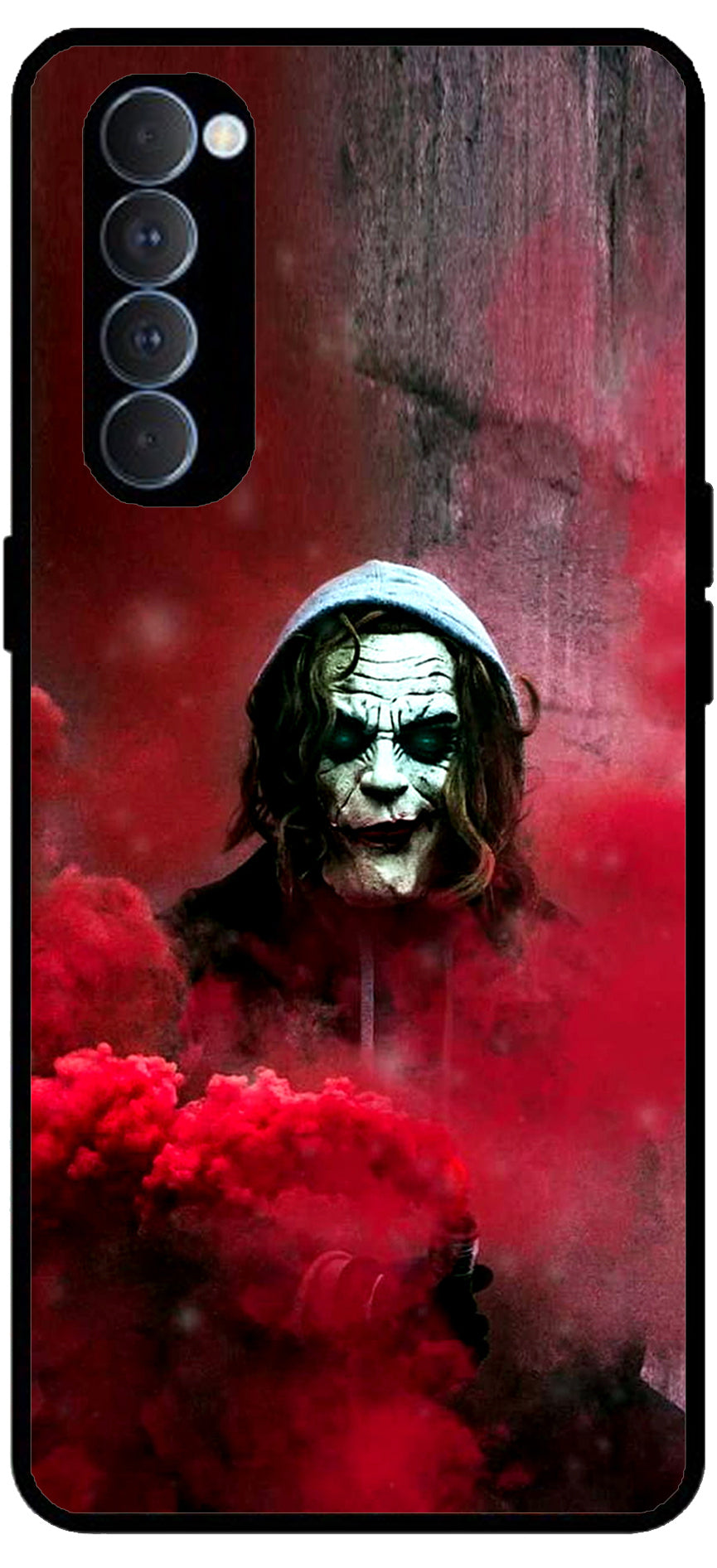 Ghost Red Unbreakable Metal Back Case Mobile Cover with 4 Side Protection and Soft TPU Sides for RENO4 PRO