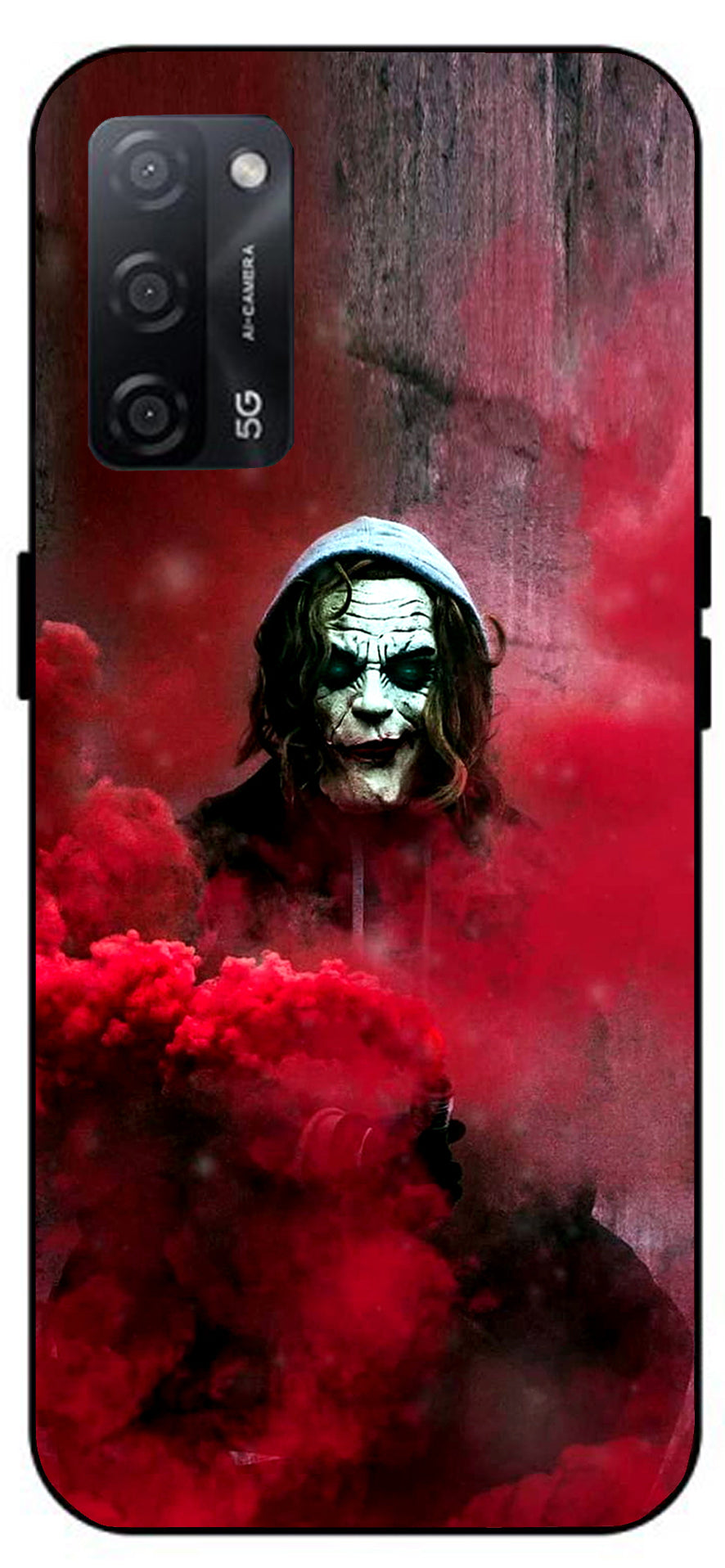 Ghost Red Unbreakable Metal Back Case Mobile Cover with 4 Side Protection and Soft TPU Sides for Oppo A53s 5G