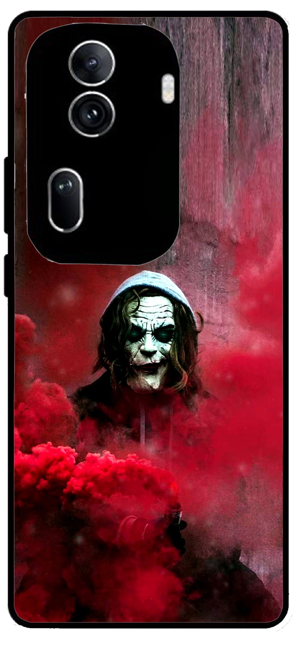 Ghost Red Unbreakable Metal Back Case Mobile Cover with 4 Side Protection and Soft TPU Sides for Oppo Reno 11 pro