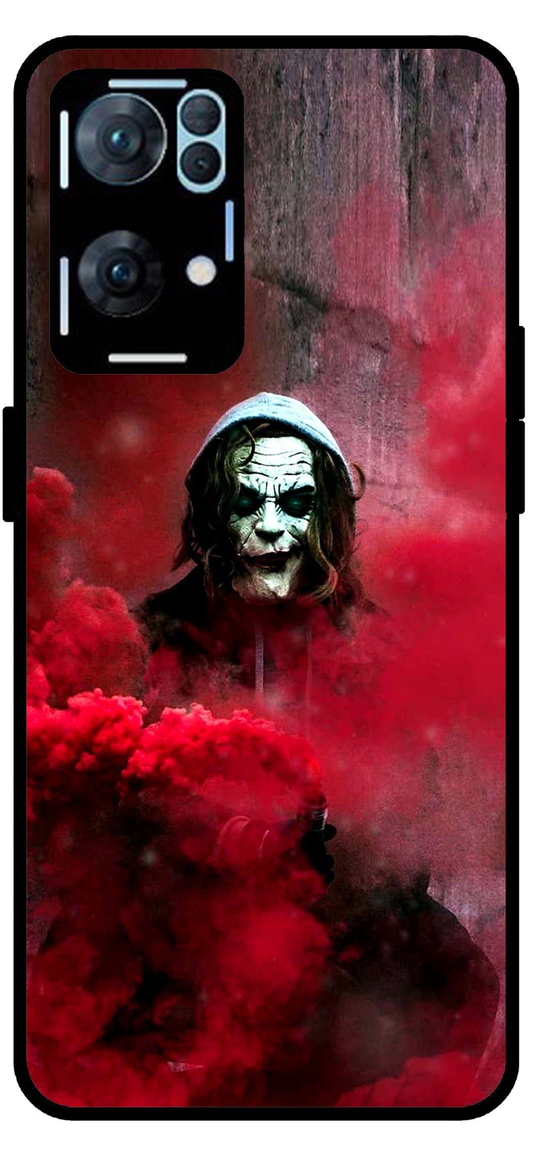 Ghost Red Unbreakable Metal Back Case Mobile Cover with 4 Side Protection and Soft TPU Sides for Oppo Reno 7 Pro 5G