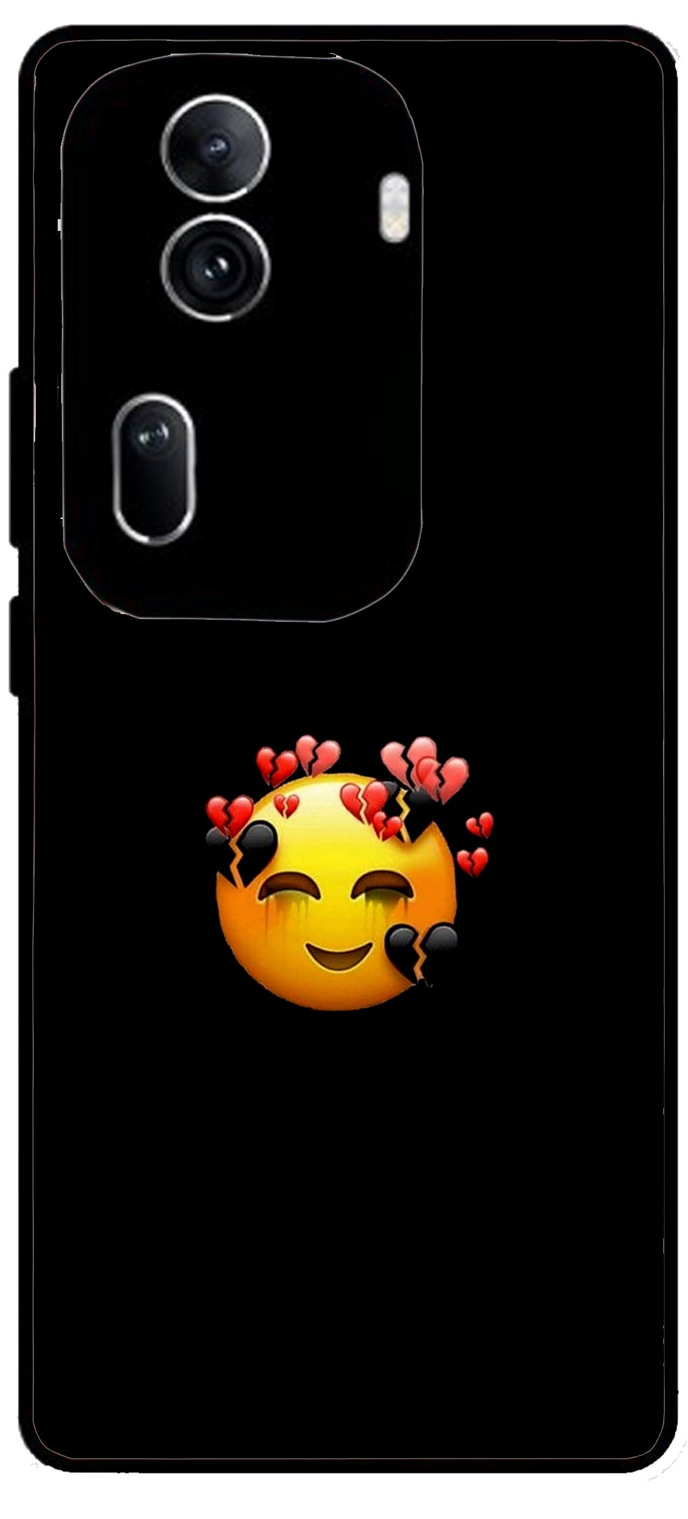 Smile Emoji Unbreakable Metal Back Case Mobile Cover with 4 Side Protection and Soft TPU Sides for Oppo Reno 11 pro