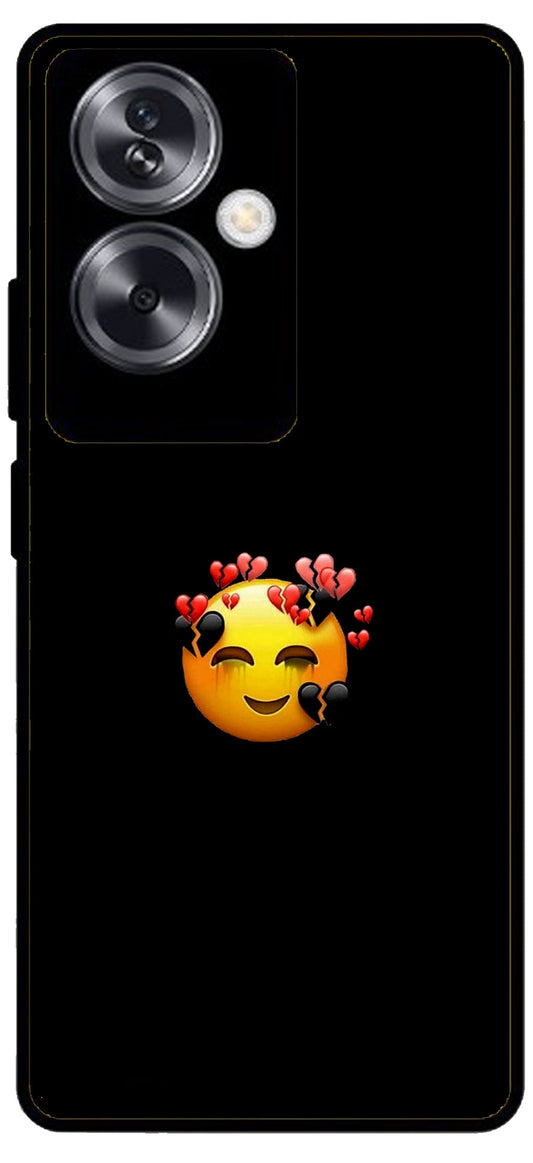 Smile Emoji Unbreakable Metal Back Case Mobile Cover with 4 Side Protection and Soft TPU Sides for Oppo A79 NEW